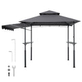 8'x5' BBQ Grill Gazebo Canopy Shelter Tent with Shelf & Awning Double-Tiered Top