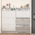 Metal Shoe Cabinet with 3 Flip Drawers, Wall Mounted Shoe Organizer, Narrow Slim Hidden Shoe Rack for Entryway,White