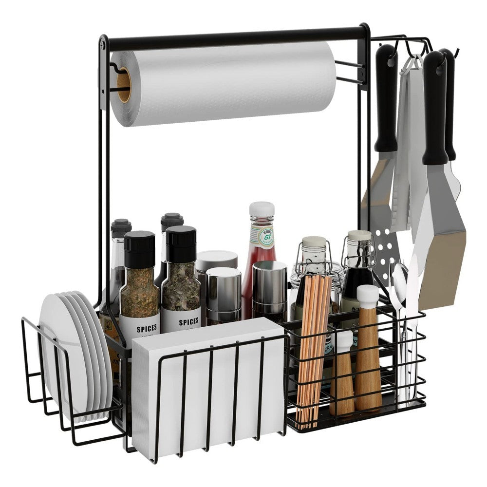 Outdoor Grill Caddy with Paper Towel Holder