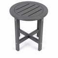 Gray HDPE Round Outdoor Side Table, 16 in. Dia. x 18 in. H, All-Weather Patio End Table