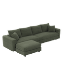 102.4 'Plush Corduroy 4-Seat Sofa,Modern Comfy Upholstered Sofa Cloud Couch,Deep Seat Couches with Soft Pillows and Movable Ottoman,Convertible Sofa Lounge Chair,for Living Room,Apartment,Office,Green - Eloy Royal