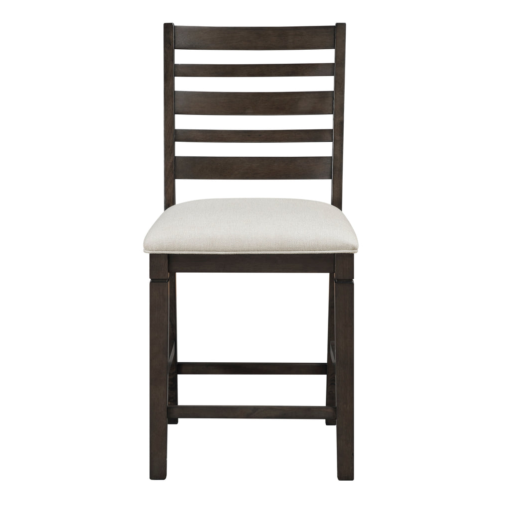 Counter Height Chairs Dining Room Wood Veneer Rustic Set of 8 Beige