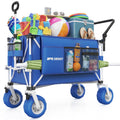 Multi-Functional Push-Pull Folding Wagon Cart with Rotating Handle & 9'x4' Beach Tires for Camping & Beach –400L Heavy-Duty, 600lbs load, Large Capacity for Transport, Groceries, and Outdoor Use