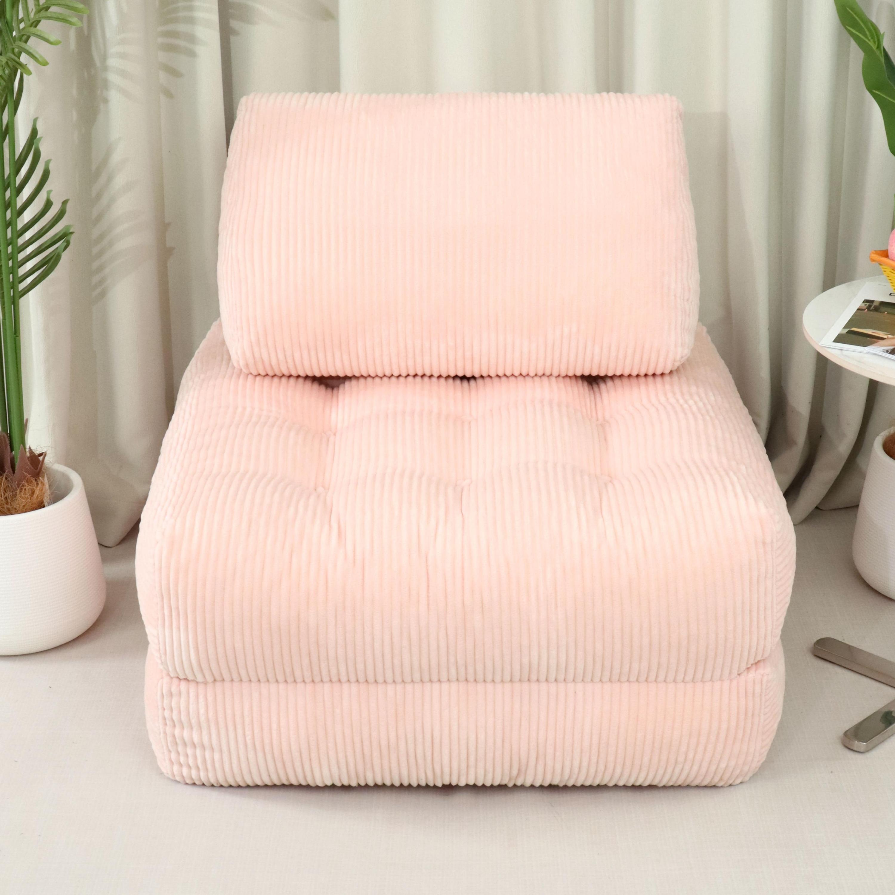 70.8'Corduroy Fabric Beanbag Couch for Living Room, Bedroom & Dorm, Cozy Fluffy Cloud Mini Couch
-Pink