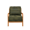 Olive Green Foil Fabric Wood Armchair with Solid Wood Frame and Memory Foam Cushion