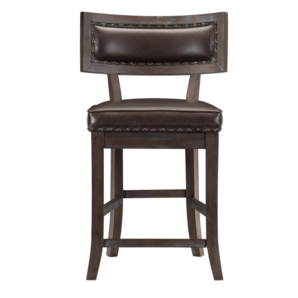 Counter Height Chairs Dining Room Wood Veneer Rustic Espresso Set of 8