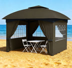 Elegant Double Roof Patio Gazebo,Outdoor Gazebo with Curtains,Church Windows