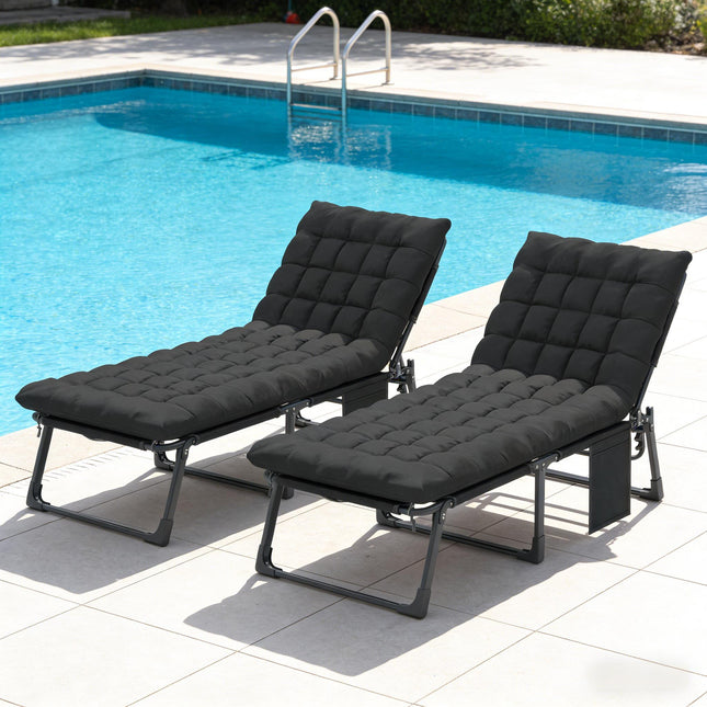 Garden Tanning Chair Set of 2,Folding Chaise Lounge Chair