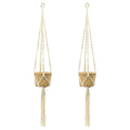 Set of 2, 5x5x4.5' Hanging Planter With Cotton Hanger, Bohemian Style