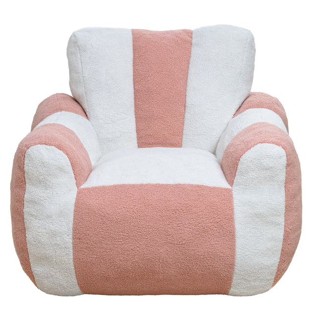 Bean Bag Chair, Comfy Teddy Beanbag Chair for Adults and Kids, lovely Lazy Sofa with with a Color-Block, Heart-Shaped Backrest, Large Reading Chair for Living Room, Bedroom, Apartment (White and Pink)