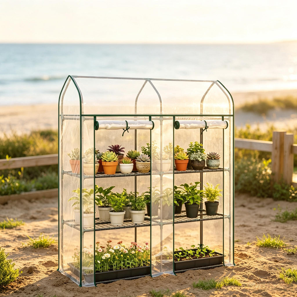 Galvanized Metal Raised Garden Bed with Arched Trellis, 5' x 3' x 6' Outdoor Elevated Planter Box, Open Bottom Design for Climbing Plants