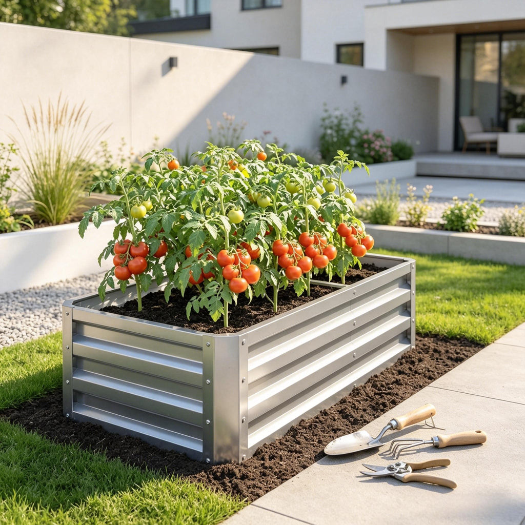 Galvanized Raised Garden Bed, 4' x 2' x 1' Metal Planter Box for Vegetables, Flowers, Herbs & Succulents
