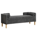 64.7' Upholstered Corduroy Flip-top Storage Bench with Rubberwood Legs, Armrests & Backrest for Bedroom, Living Room, Hallway, Charcoal