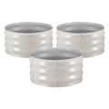 3 Pcs Galvanized Raised Garden Beds, 2 x 2 x 1 ft, Round Metal Planter Boxes Kit Outdoor, Bottomless Elevated Garden Boxes with Gloves, Alu-Zinc, for Planting Flowers Vegetables Herbs, Beige