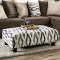 Contemporary Style Upholstery Ottoman With Design Printed Soft Microfabric Tapered Block Legs Multi Finish