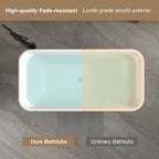 59'Rectangle Linear Acrylic Freestanding Bathtub Stand Alone Soaker Tub, Glossy White Acrylic, POP-UP Chrome Drain, cUPC Certified, - Eloy Royal