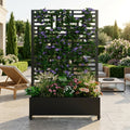 Metal Planter Box with Trellis,  73'x47'x16' Metal Raised Garden Bed with Trellis, Metal Planter Box with Drainage Holes & Lockable Wheels & Privacy Screen for Climbing Plants, Vegetables, Vines