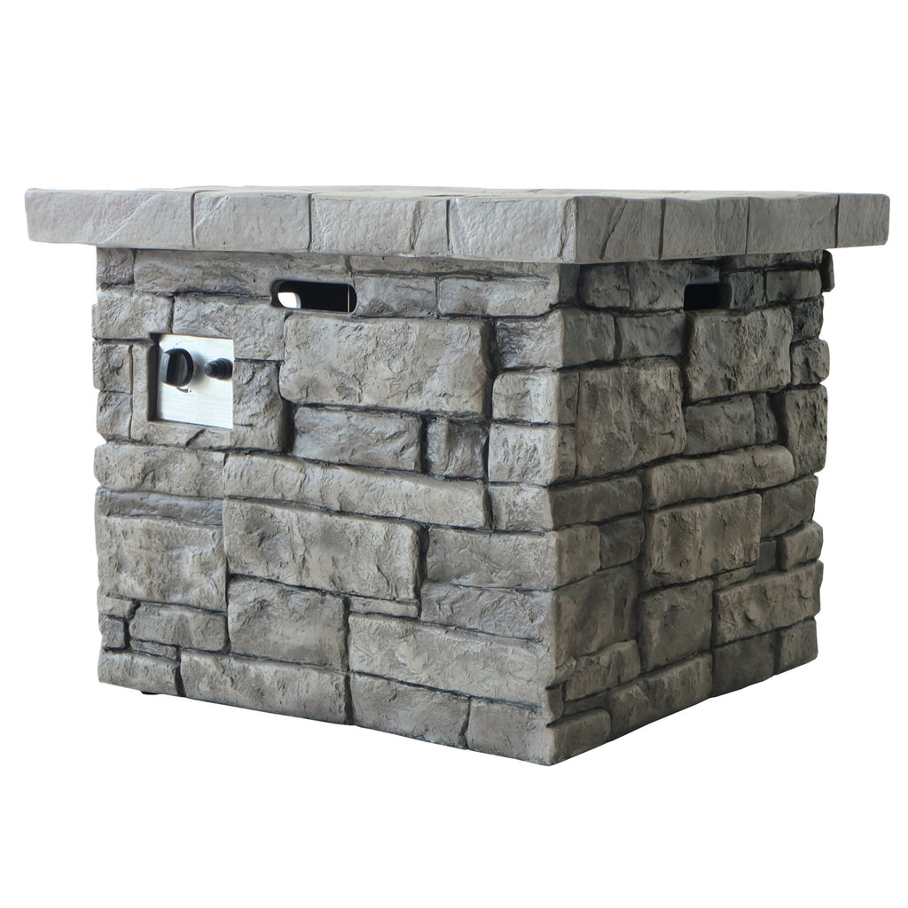 Outdoor Square MgO Propane Fire Pit 40,000 BTU Grey 30-Inch