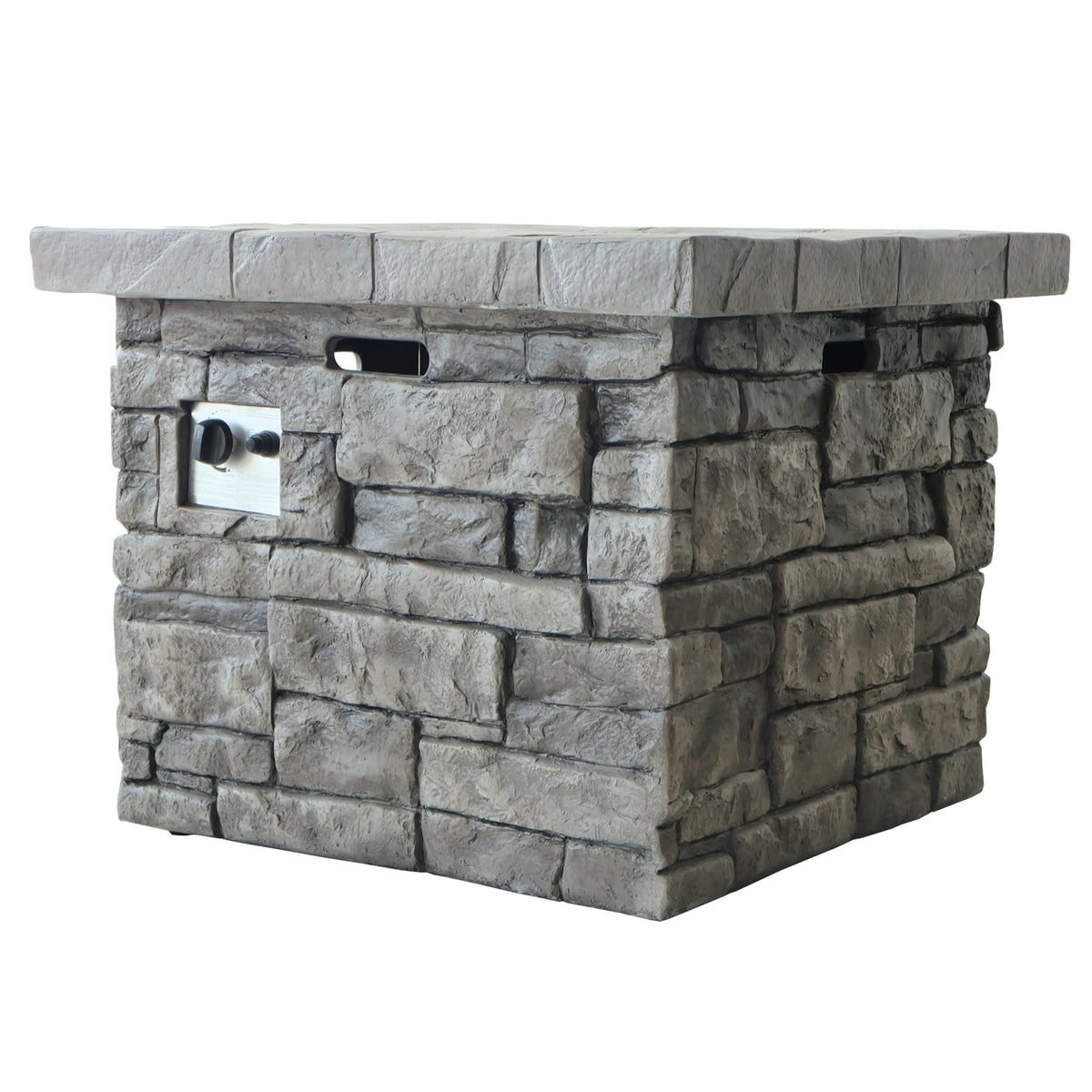 Outdoor Square MgO Propane Fire Pit 40,000 BTU Grey 30-Inch