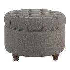 Fabric Upholstered Wooden Ottoman with Tufted Lift Off Lid Storage, Dark Gray