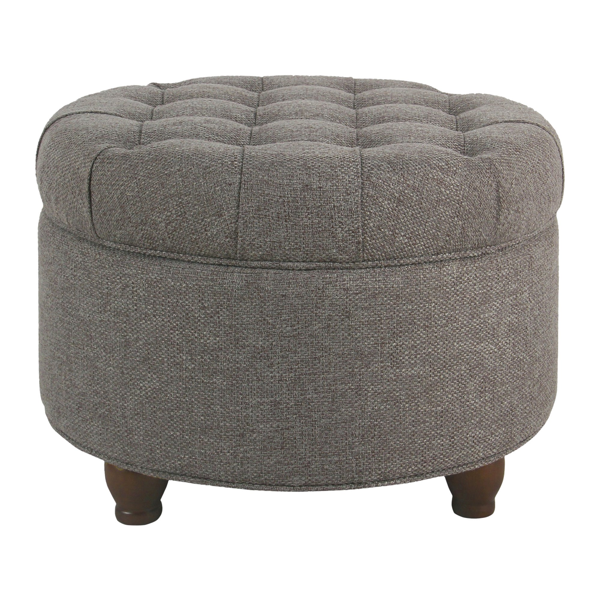 Fabric Upholstered Wooden Ottoman with Tufted Lift Off Lid Storage, Dark Gray