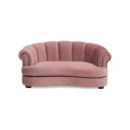 Halle Rolled-Arm Dog Bed with Channel-Tufted Back in Ash Rose Pink Velvet, Medium Size