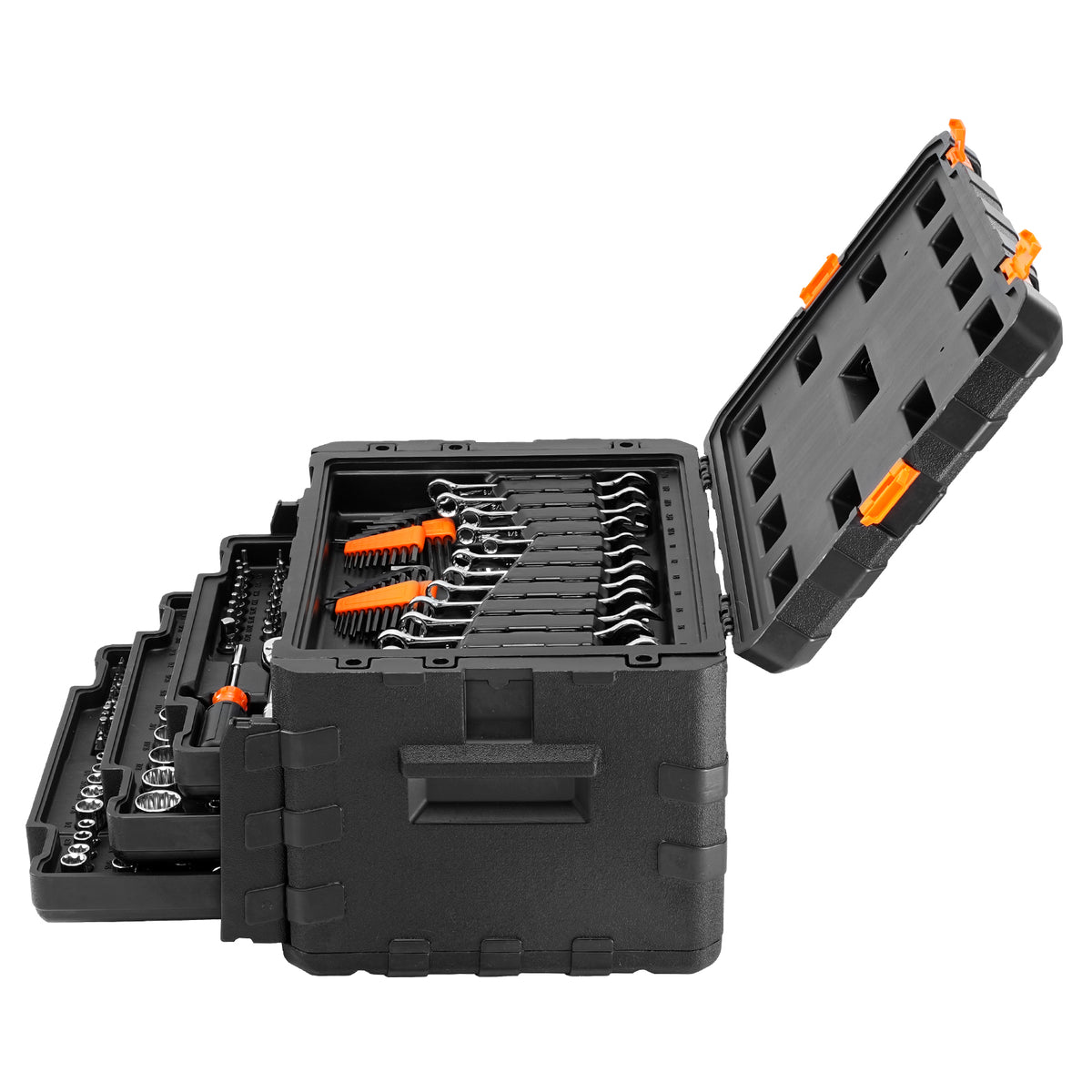 Mechanics Tool Set and Socket Set, 1/4' 3/8' 1/2' Drive Deep and Standard Sockets, 450 Pcs SAE and Metric Mechanic Tool Kit with Bits, Hex Wrenches, Combination Wrench, Accessories, Storage Case