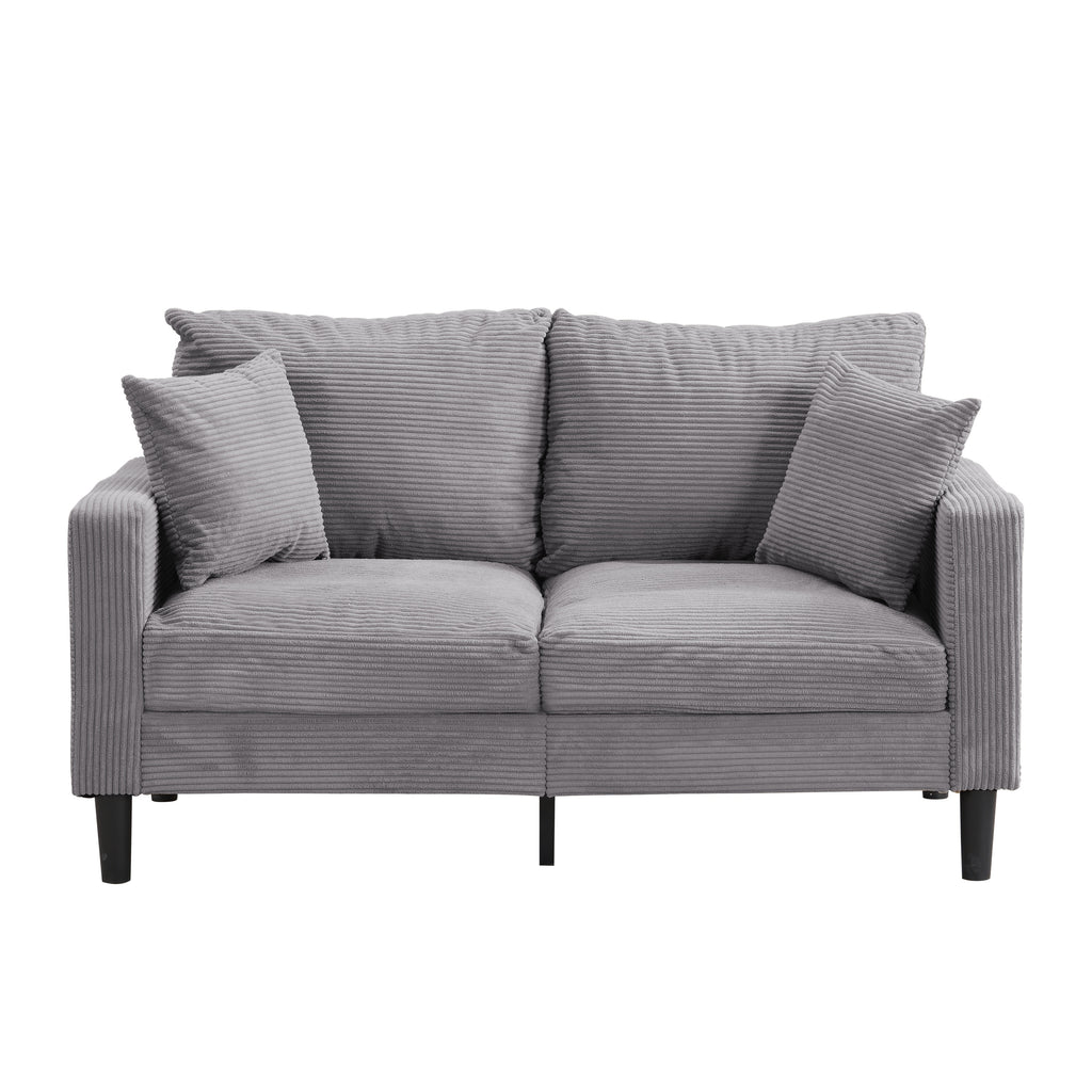 Modern Upholstered Light Gray Loveseat Sofa with Wooden Frame for Small Spaces