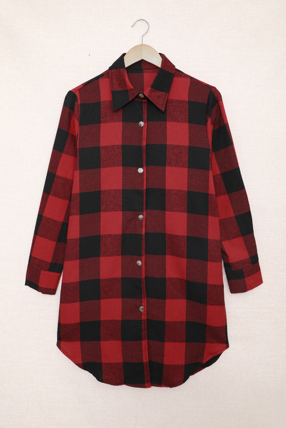 Wholesale Brown & Black Plaid Collared Botton Down Long Shirt Shacket - Eloy Royal