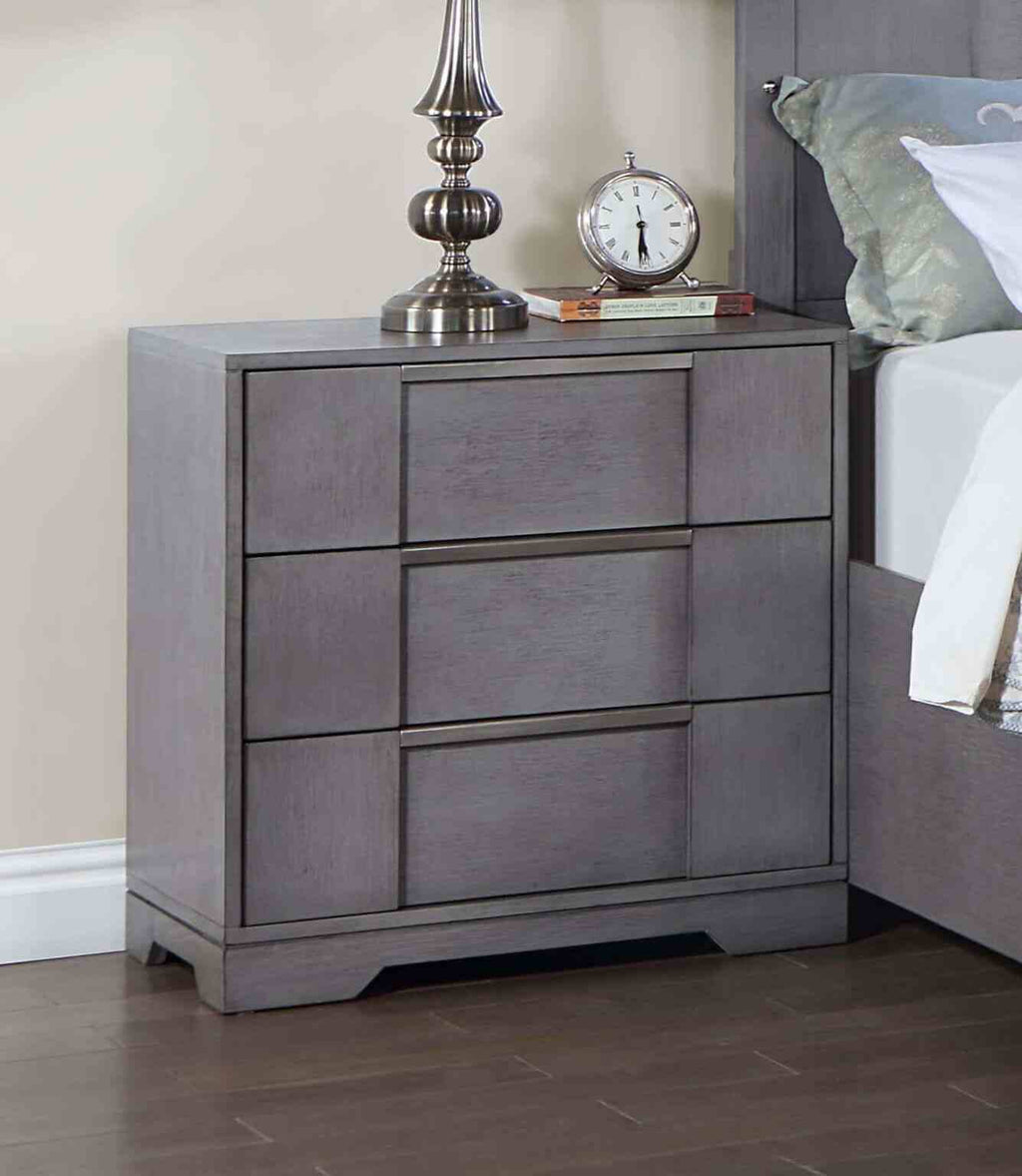 Contemporary Style 1pc Nightstand Nickel Finger Pulls Dovetail Drawers Ball Bearing Glide Gray Finish Bedroom Furniture