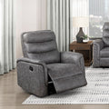 Gray Upholstery Reclining Chair Foam Padded Comfort Seats Plywood Frame Living Room Furniture 1pc