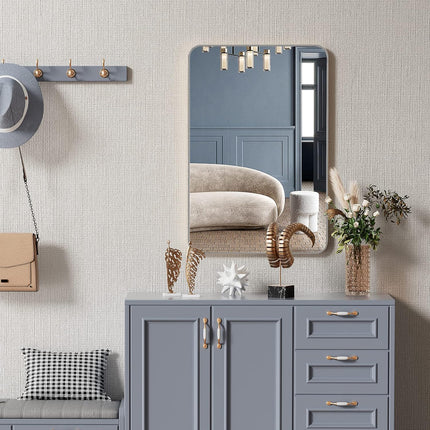 24x36 Inch Silver Metal Framed Rectangular Bathrrom Mirror for Wall.