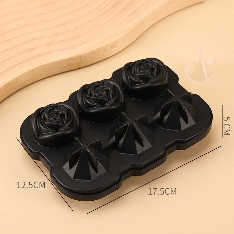 6-piece Diamond Rose Ice Tray Edible Silicon Ice Cube Mold