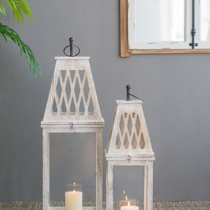 Set of 2 Ramsey Garden Lanterns, L:10.5x10.5x32'  S:8x8x25'