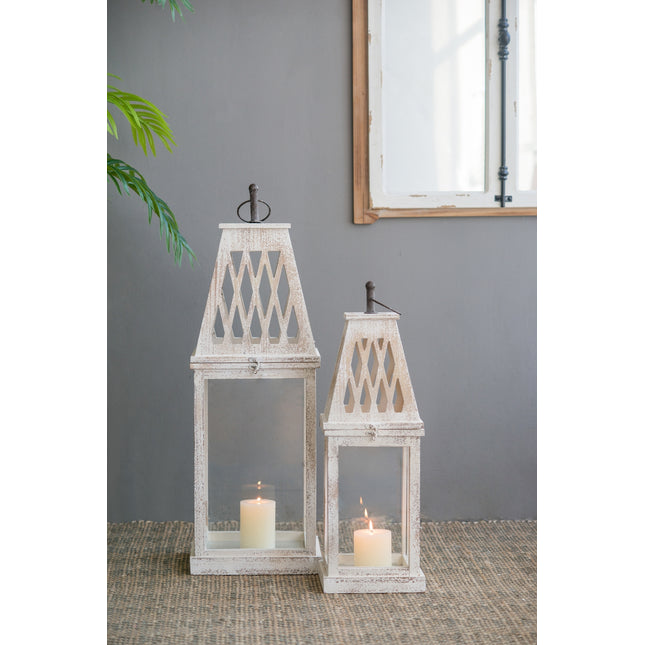Set of 2 Ramsey Garden Lanterns, L:10.5x10.5x32'  S:8x8x25'