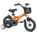 A1601 Kids Bike, 12 14 16 Inch Children Bicycle with Training Wheels, Front V-Brake & Coaster Brake, Basket, for Boys Age 3-7 Years Old