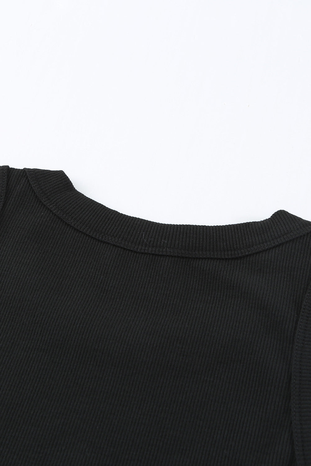 Solid Black Round Neck Ribbed Tank Top - Eloy Royal