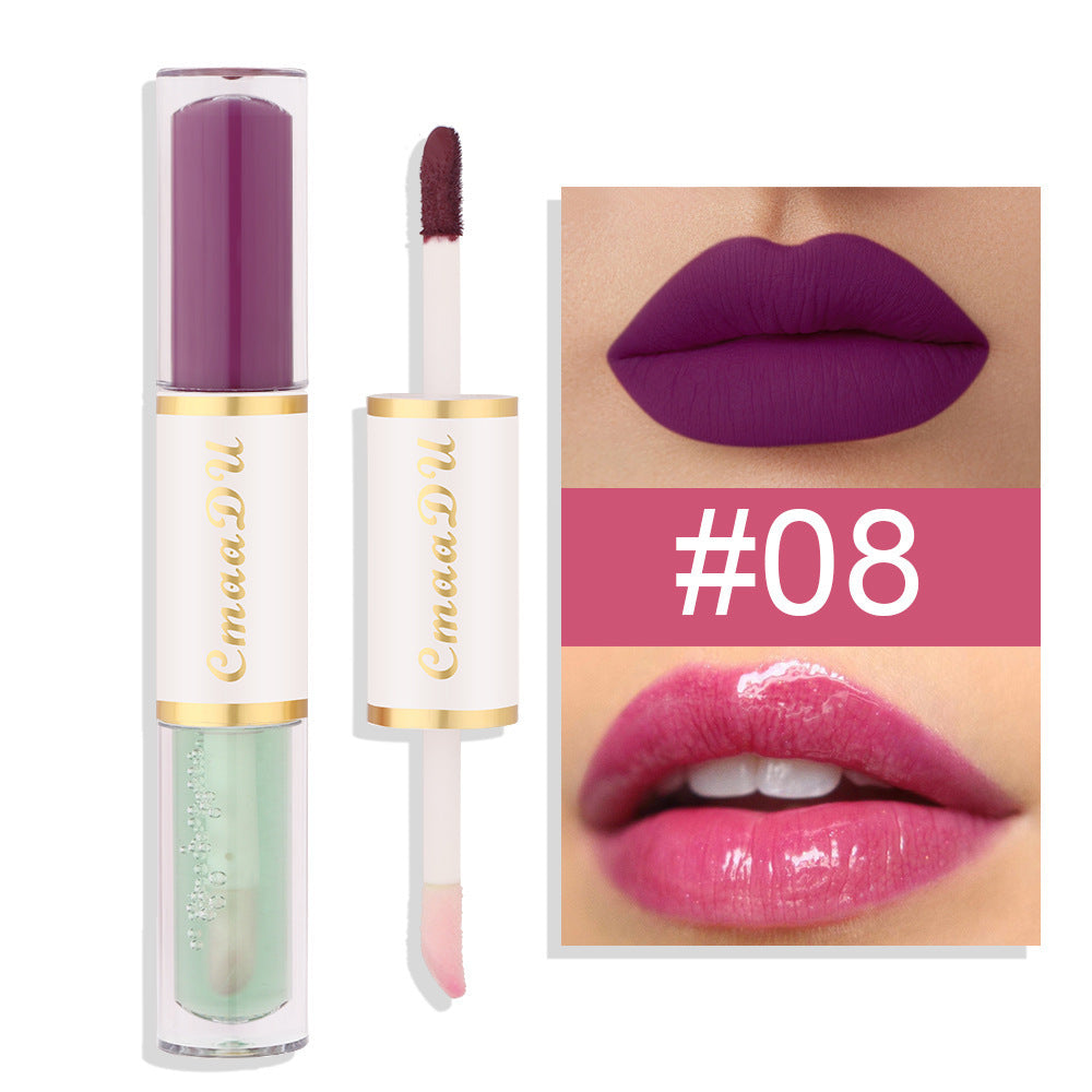 Double-headed Matte Lip Gloss No Stain On Cup Waterproof And Durable