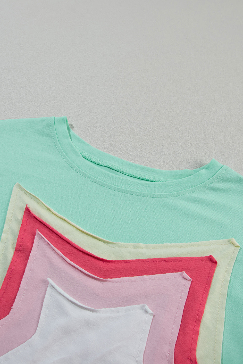 Light Pink Colorblock Star Patched Half Sleeve Oversized Tee - Eloy Royal