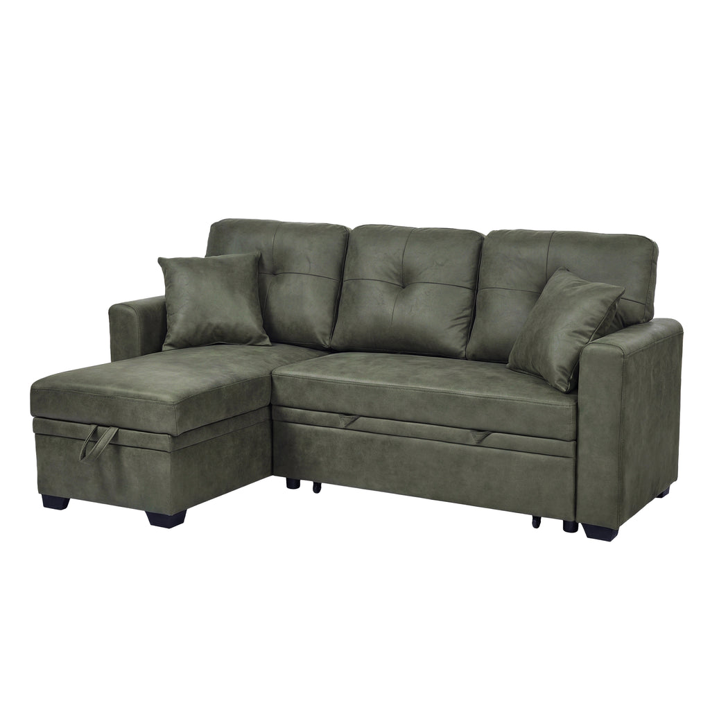 Sleeper Sofa, Sectional with Pull-Out Bed, Reversible Chaise, Storage Sectional, Foil Fabric, Small Space Solution, Convertible Sofa Bed
