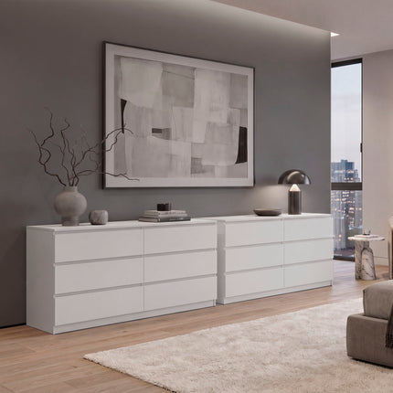 Olimpo 6-Drawer Storage Dresser - Modern Organizing Cabinet for Bedroom & Living Room - Sturdy Engineered Wood, Minimalist Design