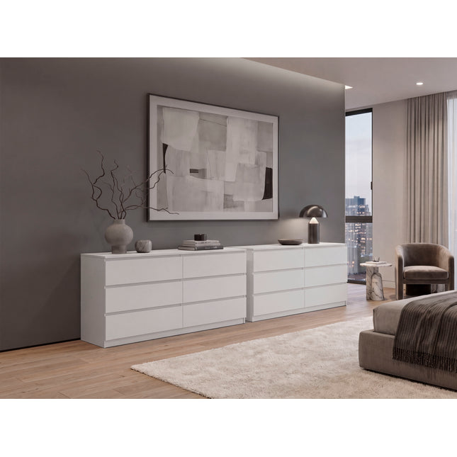 Olimpo 6-Drawer Storage Dresser - Modern Organizing Cabinet for Bedroom & Living Room - Sturdy Engineered Wood, Minimalist Design