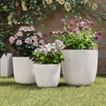 U_Style Lightweight Matte Textured MGO Outdoor Indoor Flower Pot Set of 3,16.9'+13.9'+11.22' Dia Round Concrete Stackable Planter with Drainage Holes and Rubber Plug,Perfect for Garden, Patio, Balcony