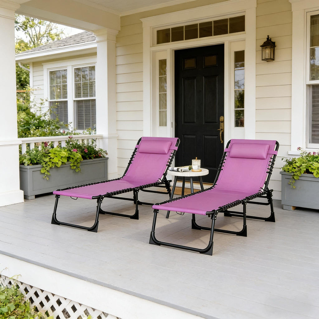 2 Folding Chaise Lounge Pool Chairs,Relaxing Outdoor Chaise Chairs