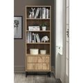 69' H Oak Wood Bookcase with Cabinet, 4-Tier Bookshelves Home Office Furniture