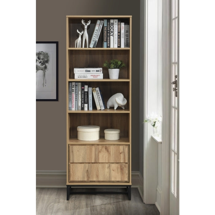 69' H Oak Wood Bookcase with Cabinet, 4-Tier Bookshelves Home Office Furniture
