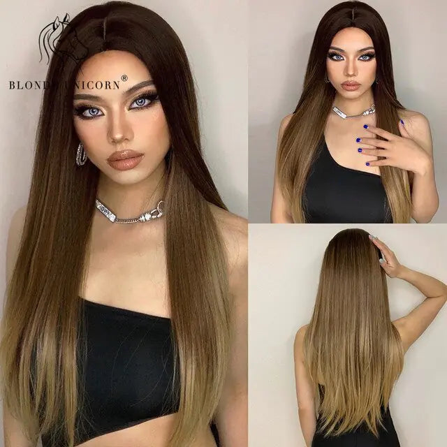 Synthetic Long Brown Wig - Eloy Royal