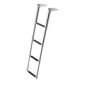 Boat Ladder, 4 Steps, Stainless Steel Telescoping Folding Swim Deck Ladder for Rear Entry Inboard, Heavy Duty 900 lbs Capacity with Wide Anti-Slip Steps, for Outboards, Yacht, Pontoon Boats