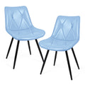 Faux Leather Upholstered Dining Chair Set of 2 with Metal Legs, Thick Foam Cushion & Ergonomic Backrest blue