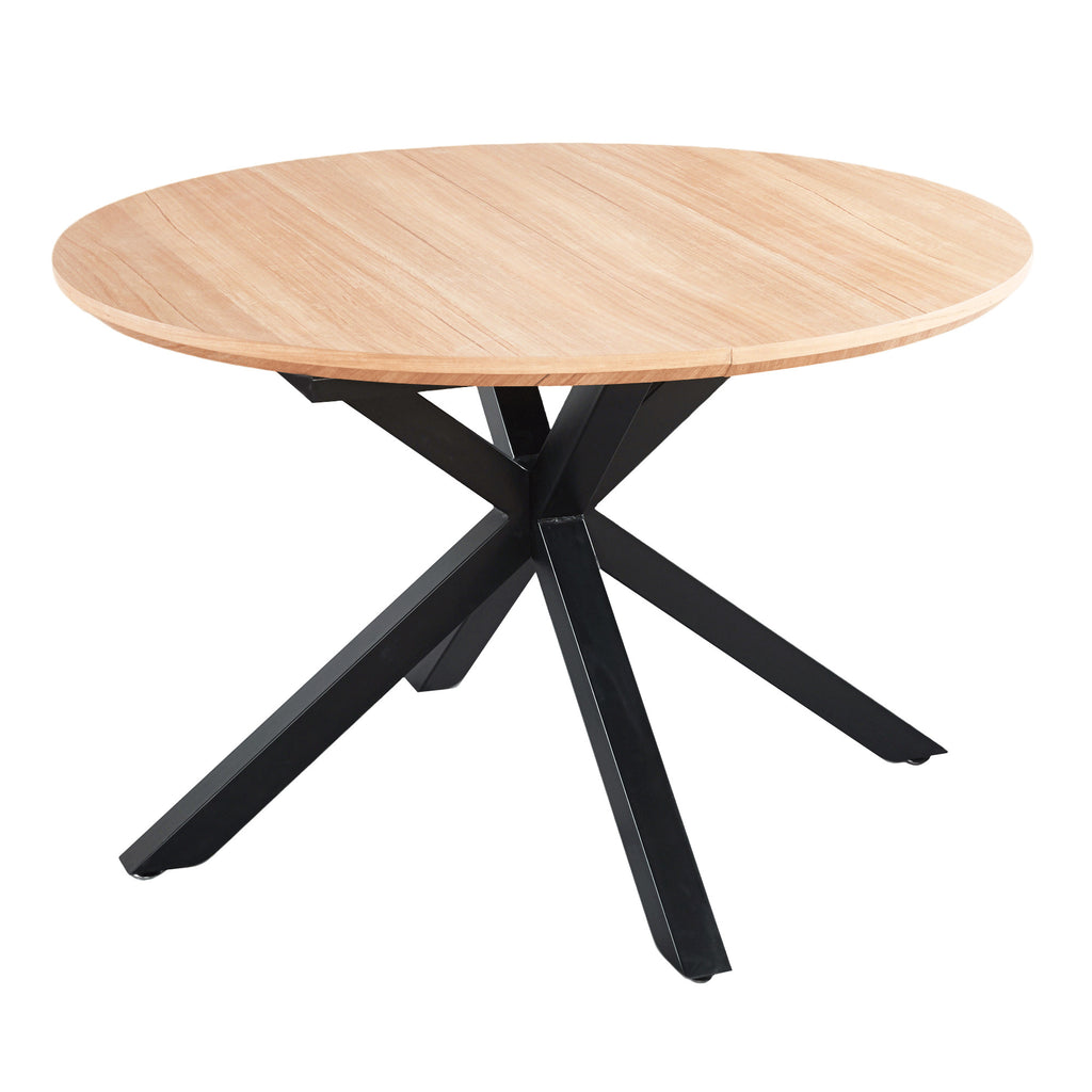 Extendable Dining Table with Metal Legs, MDF Top in Oak Finish, 120/160x120x75cm